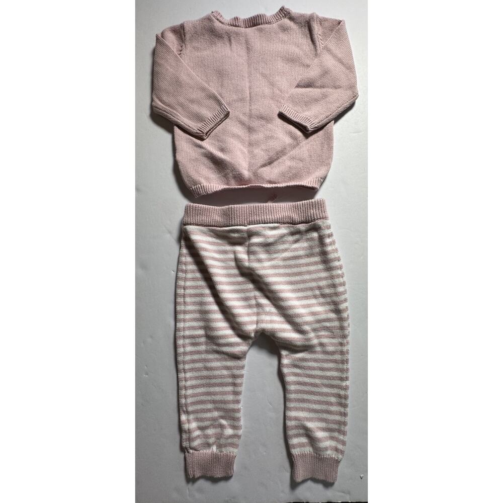 Carter's Girls 6M 2pc Pink Knit Cotton Bunny Sweater Pants Set Long Sleeve - Picture 5 of 5